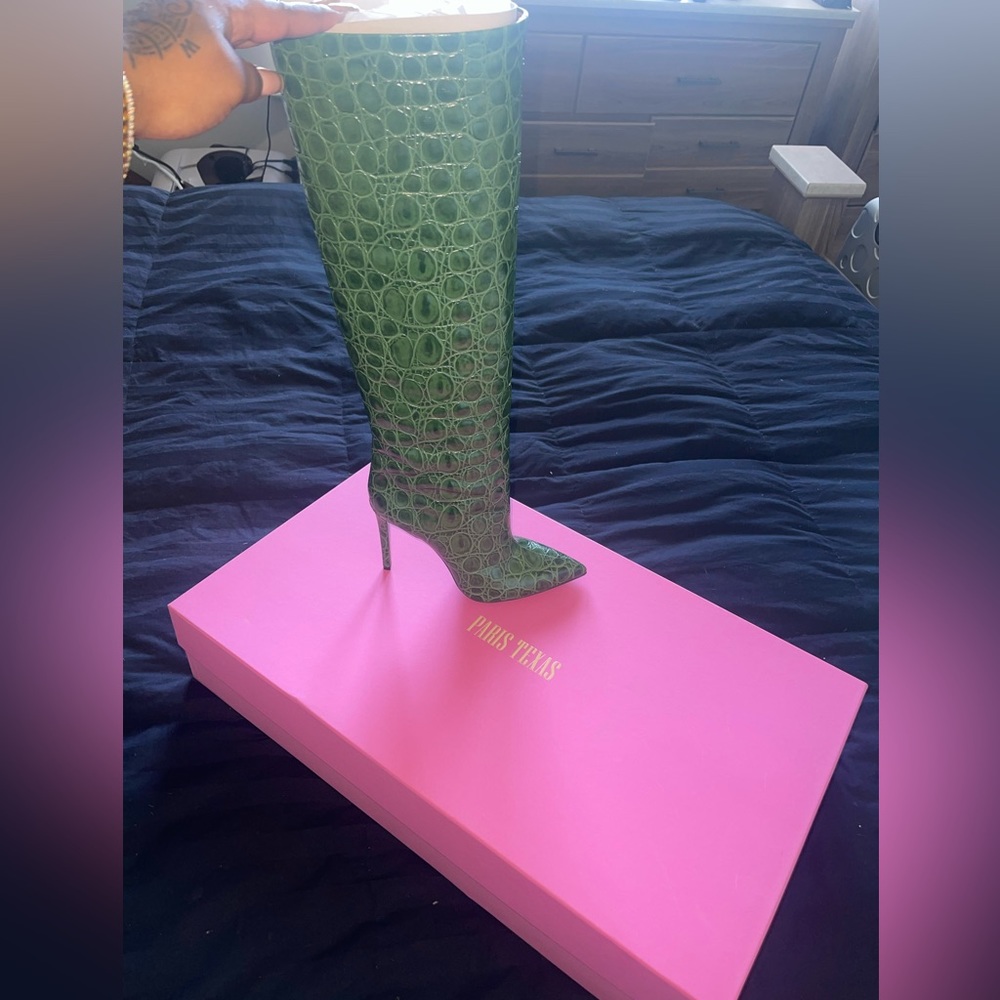 PARIS TEXAS GREEN CROC BOOTS